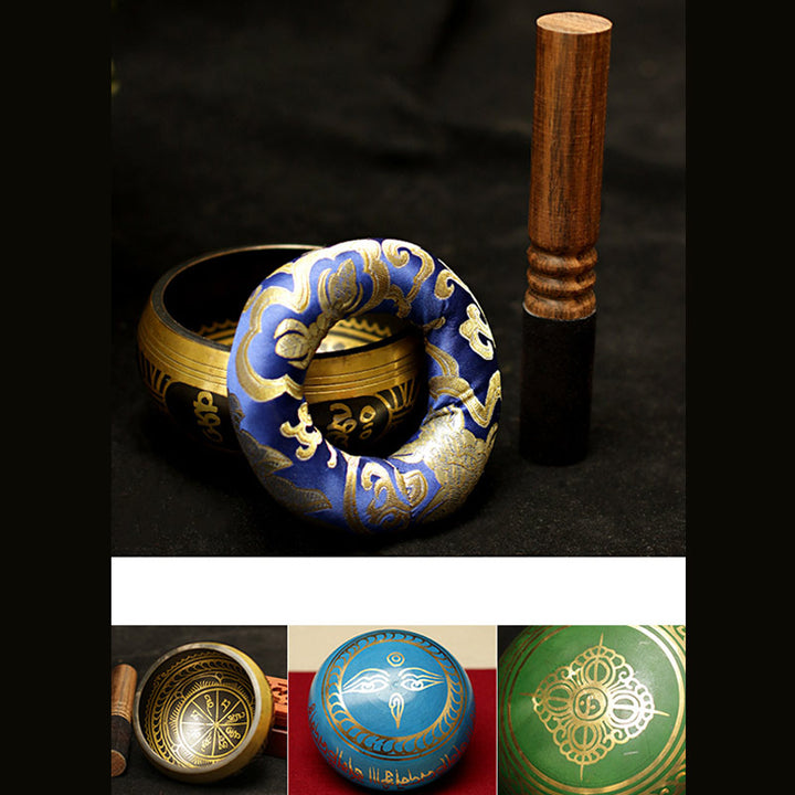 Buddha Stones Tibetan Meditation Sound Bowl Handcrafted for Healing and Mindfulness Support Protection Singing Bowl Set - image 11