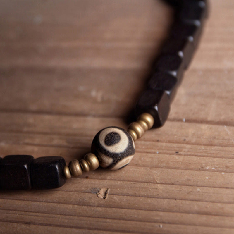 Buddha Stones Ebony Wood Dzi Bead Copper Peace Couple Bracelet - image 12