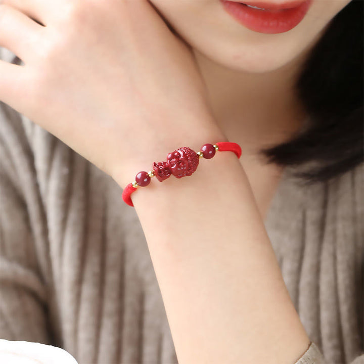 Buddha Stones Chinese Zodiac Natal Buddha Cinnabar Amulet Blessing String Bracelet - image 16