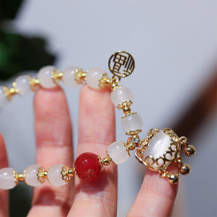 Buddha Stones Windmill Chinese Lock Charm Fu Character Blessing Bracelet - image 9
