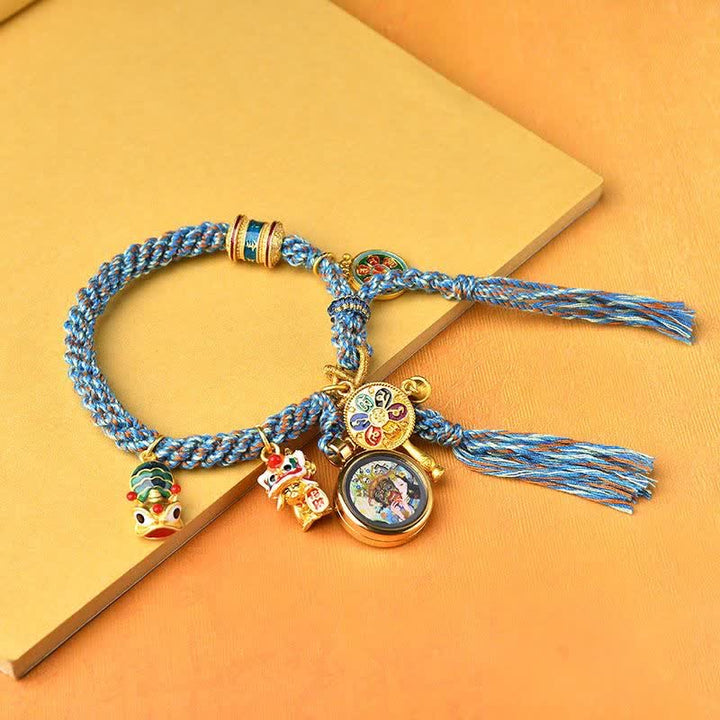 Buddha Stones Tibetan Zakiram Goddess of Wealth Thangka Luck Prayer Wheel Braid String Bracelet - image 2