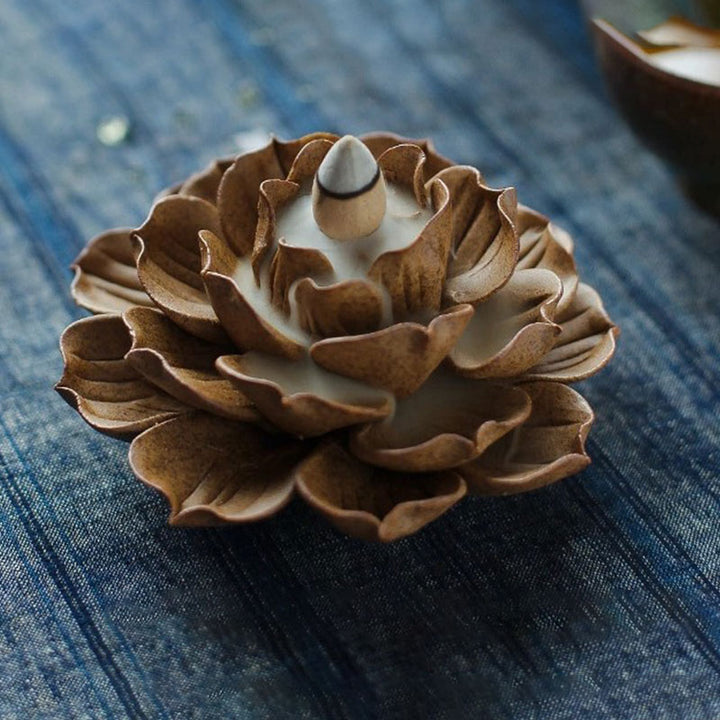 Buddha Stones Tibetan Backflow Lotus Meditation Incense Burner - image 2