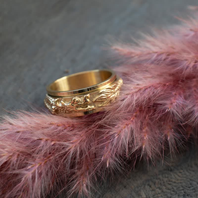 Buddha Stones Dragon Titanium Steel Stimulation Rotatable Ring - image 10