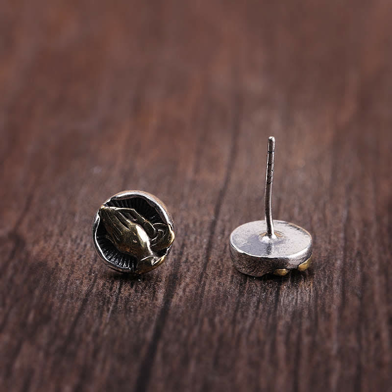 Buddha Stones 925 Sterling Silver Namaste Equality Stud Earrings - image 11