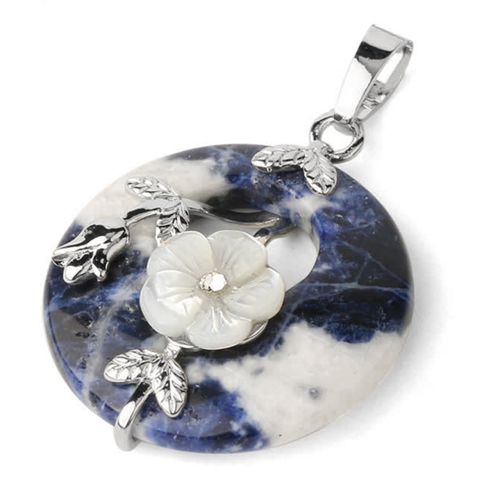 Buddha Stones Various Crystal Amethyst Green Aventurine Flower Healing Necklace Pendant - Sodalite - image 23