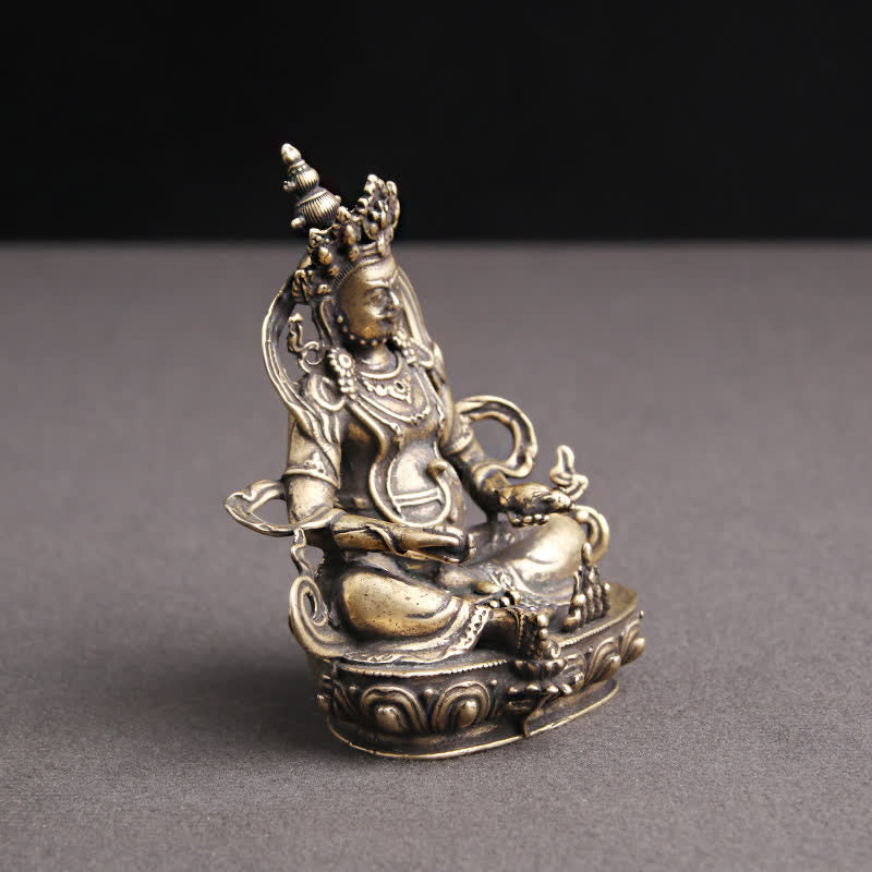 Buddha Stones Yellow Jambhala Bodhisattva Figurine Serenity Copper Statue Decoration - image 4