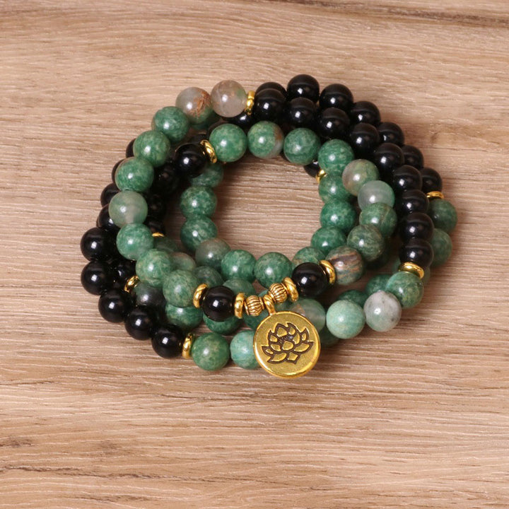 Buddha Stones 108 Beads Natural Agate Mala Healing Bracelet - image 2