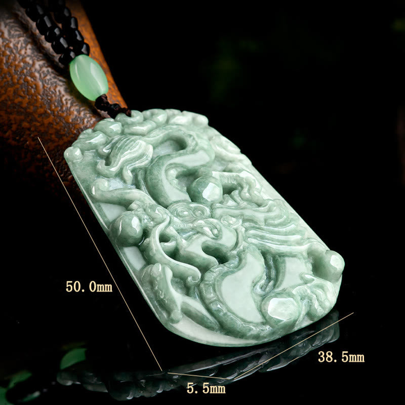 Buddha Stones Year Of The Dragon Chinese Zodiac Dragon Soaring Jade Protection Bead Chain Necklace Pendant - image 7