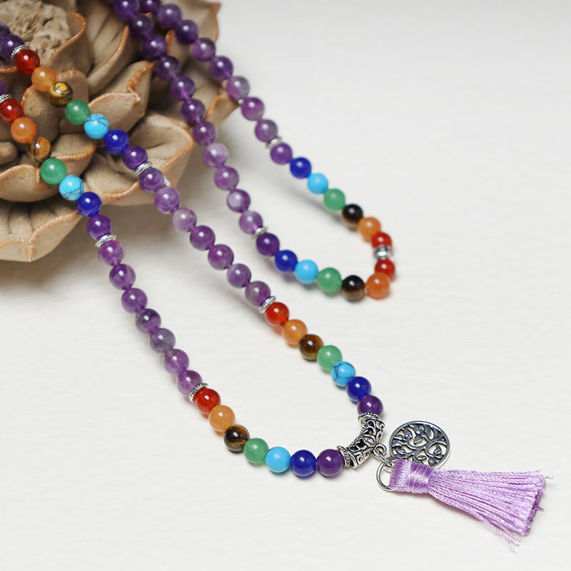 Buddha Stones Healing Crystal Mala Prayer Beads 108 Meditation Healing Multilayer Bracelet Necklace - 1 - image 0