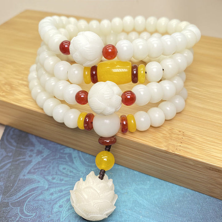Buddha Stones Lotus Bodhi Seed Mala 108 Beads Protection Bracelet - 8*10mm - image 0