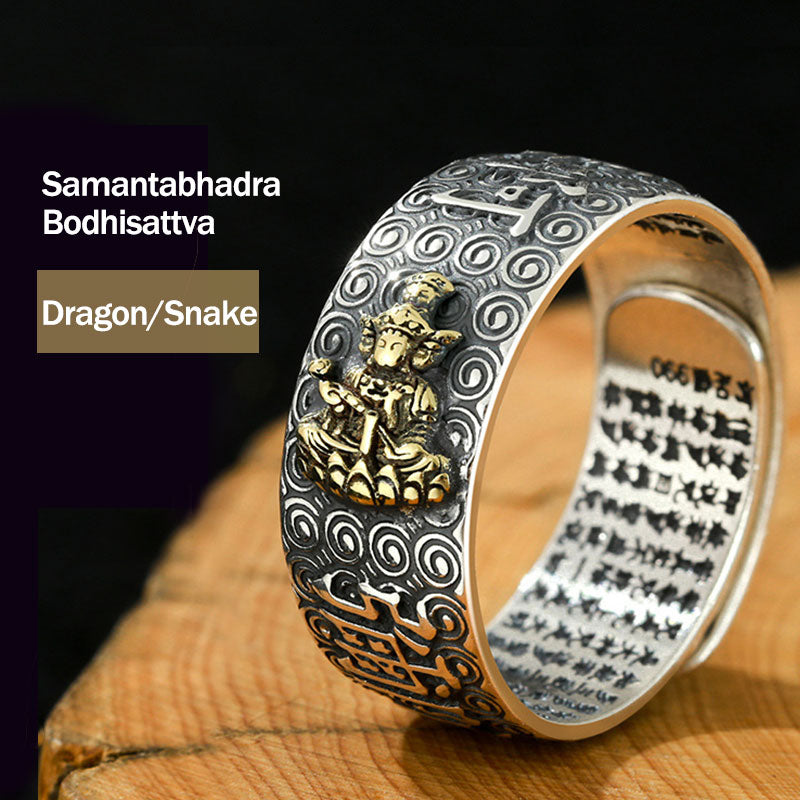 Buddha Stones Chinese Zodiac Natal Buddha Wealth Luck Adjustable Ring - Samantabhadra Bodhisattva-Dragon/Snake - image 20