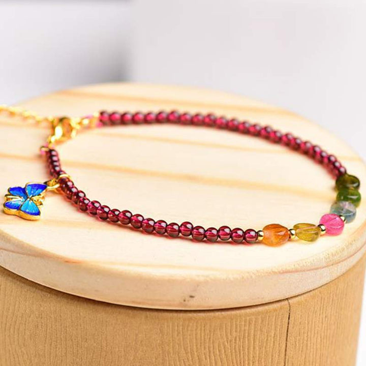 Garnet Tourmaline Butterfly Protection Bracelet Anklet - image 8
