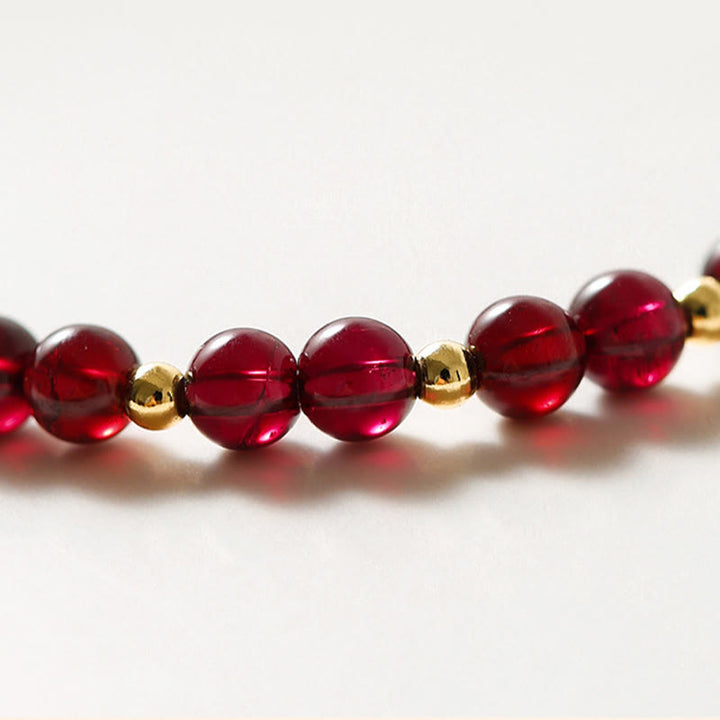 Buddha Stones 14K Gold Plated Natural Garnet Cinnabar Flower Calm Bracelet - image 7