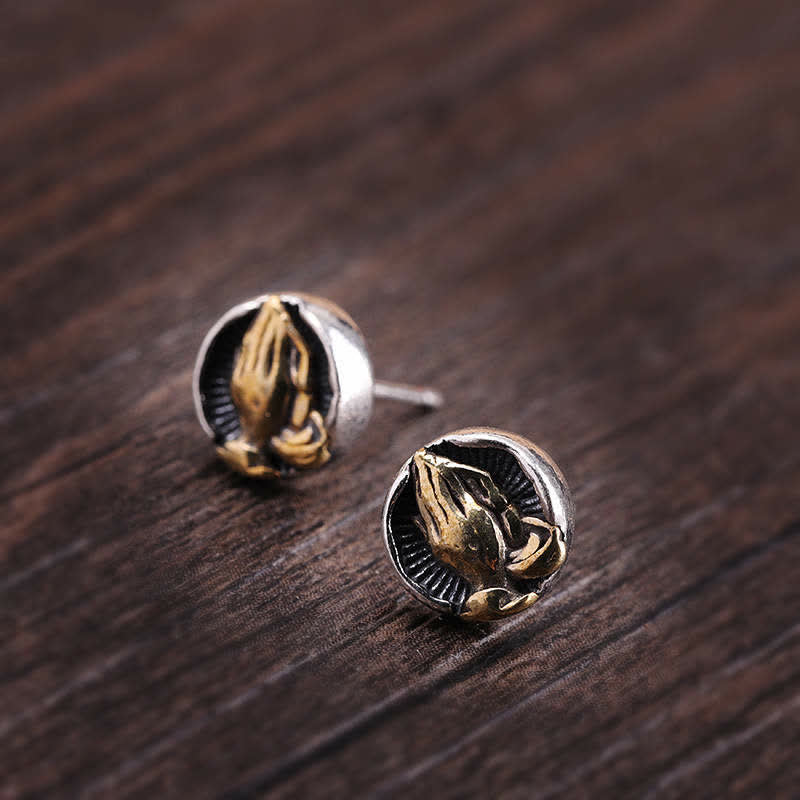 Buddha Stones 925 Sterling Silver Namaste Equality Stud Earrings - image 10