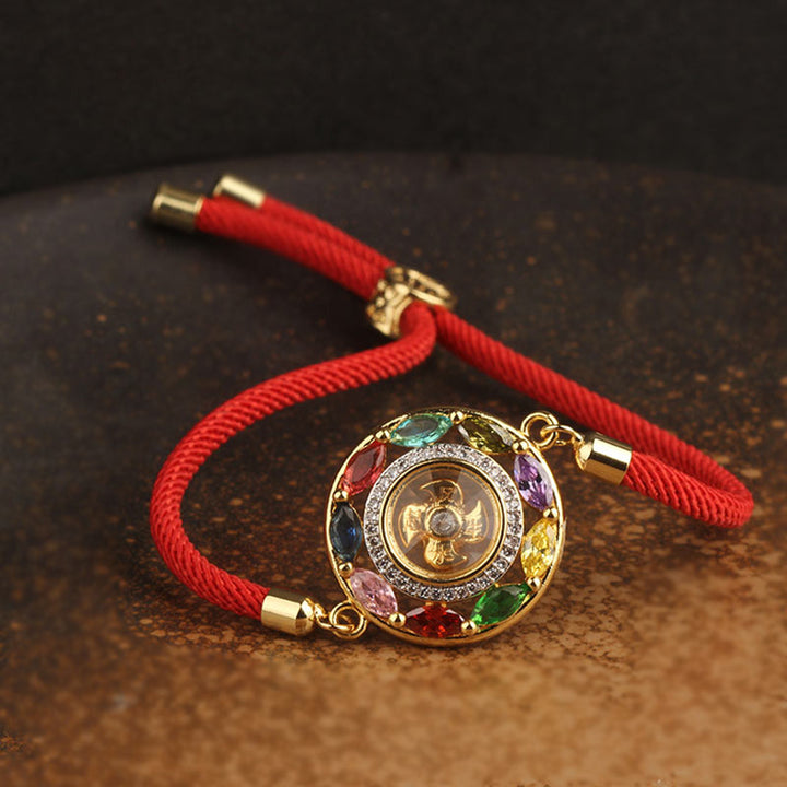Buddha Stones Colorful Zircon Copper Wealth Luck Rotation Bracelet Necklace Pendant - image 10