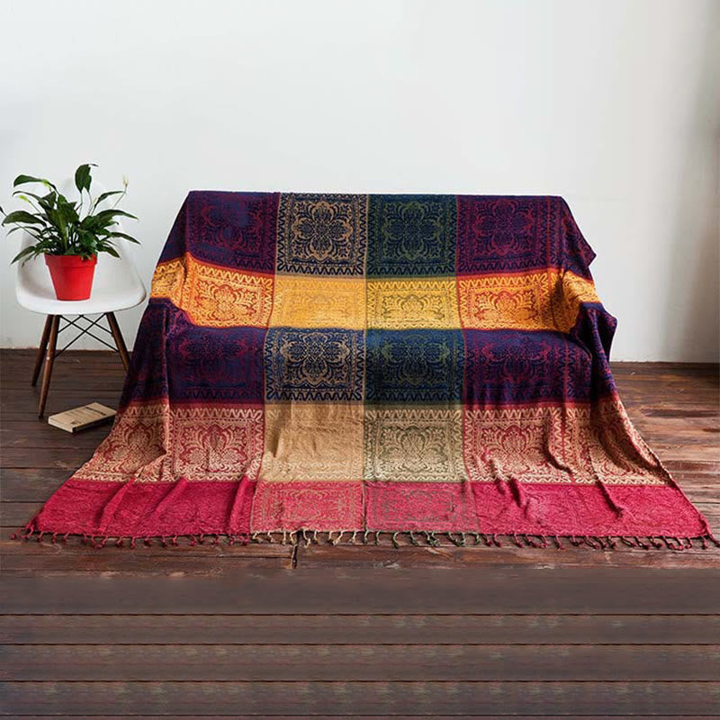 Buddha Stones Tibetan Floral Pattern Hand-Dyed Craftsman Blanket - image 1