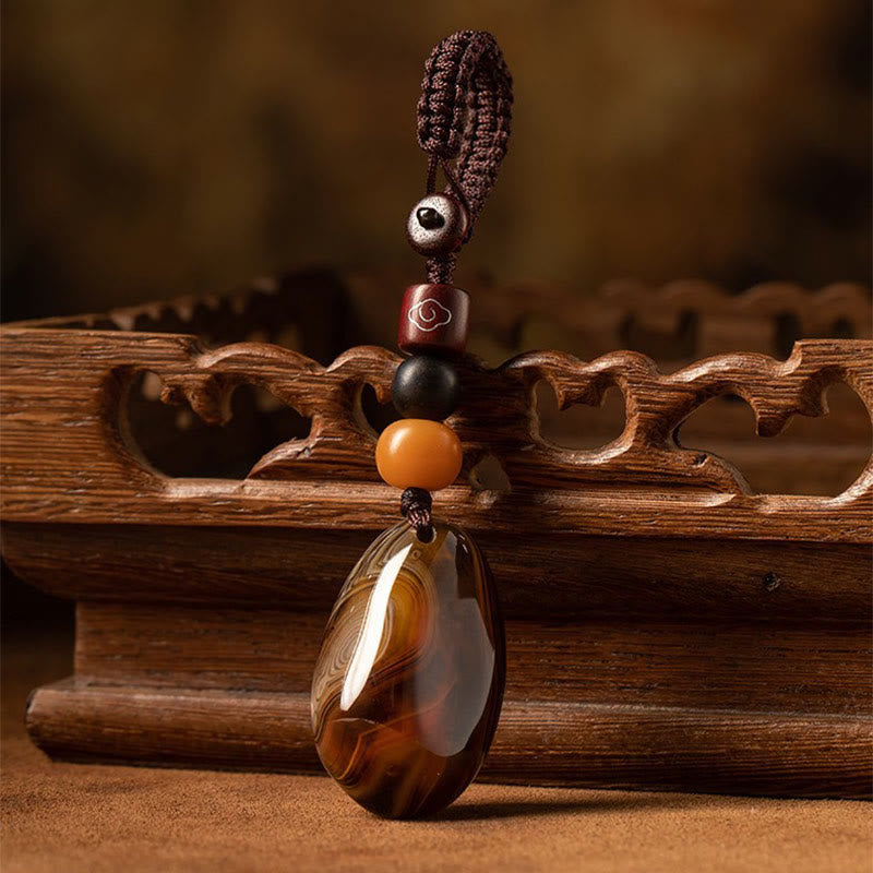 Buddha Stones Random Sardonyx Stone Positive Key Chain - Random Sardonyx Stone - image 0