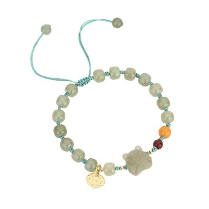 Chinese Zodiac Tiger Jade Blessing String Bracelet - image 4
