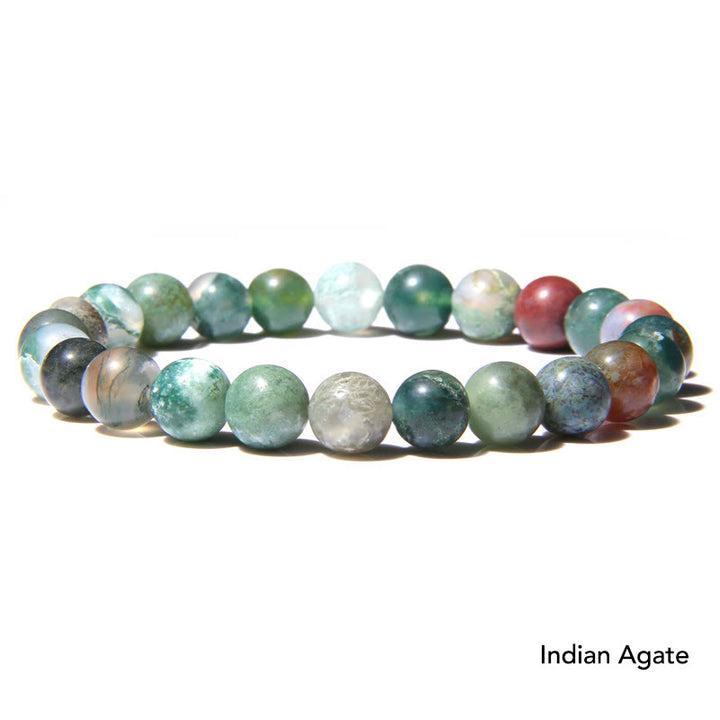 Natural Agate Stone Crystal Balance Beaded Bracelet - Indian Agate - image 34