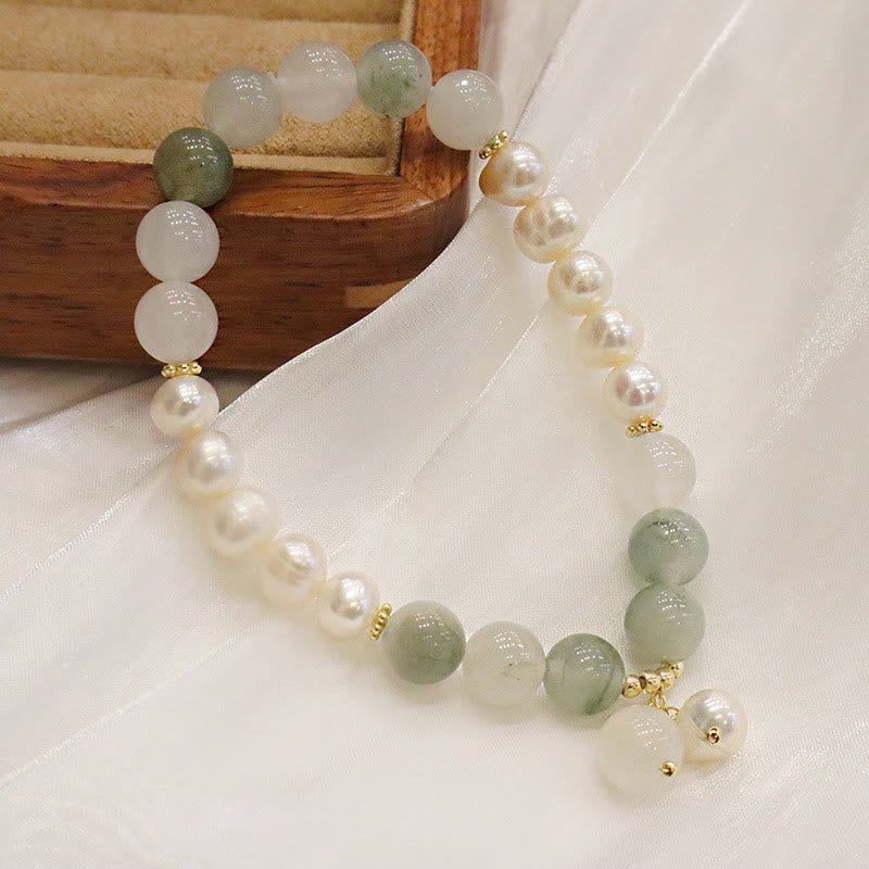 Buddha Stones Natural Pearl Jade Healing Sincerity Bracelet - image 3