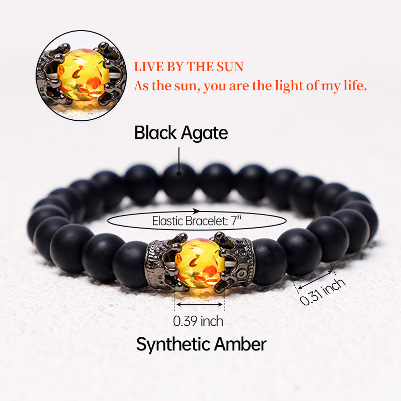 Buddha Stones Natural Stone King&Queen Crown Healing Energy Beads Couple Bracelet - image 11