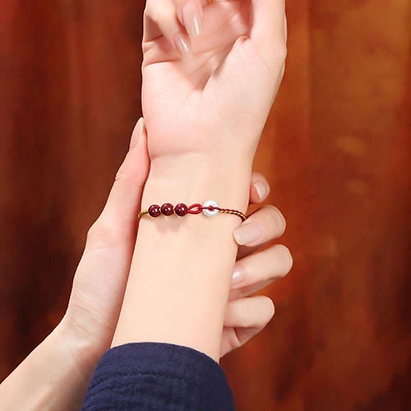 Buddha Stones Natural Cinnabar Jade Peace Buckle Blessing Bracelet - image 24
