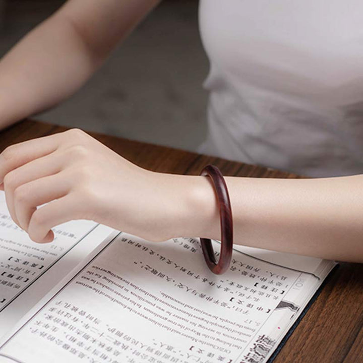 Buddha Stones Tibetan Small Leaf Red Sandalwood Ebony Green Sandalwood Protection Bracelet Bangle - image 5