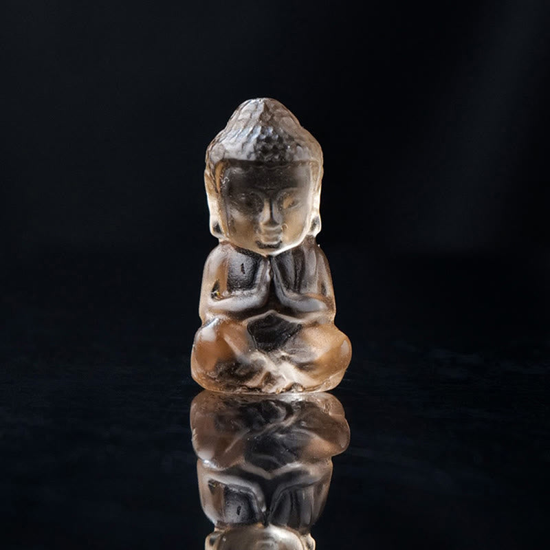 Buddha Stones Various Crystal Amethyst Pink Crystal White Crystal Citrine Buddha Carved Spiritual Healing Necklace Pendant Decoration - Smoky Quartz - Decoration 1.4*2.6cm - image 15
