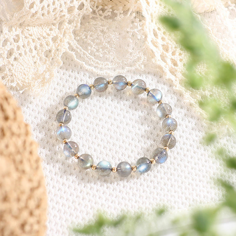 Buddha Stones 14k Gold Plated Natural Moonstone Healing Love Bracelet - Moonstone(Wrist Circumference 14-16cm) - image 5