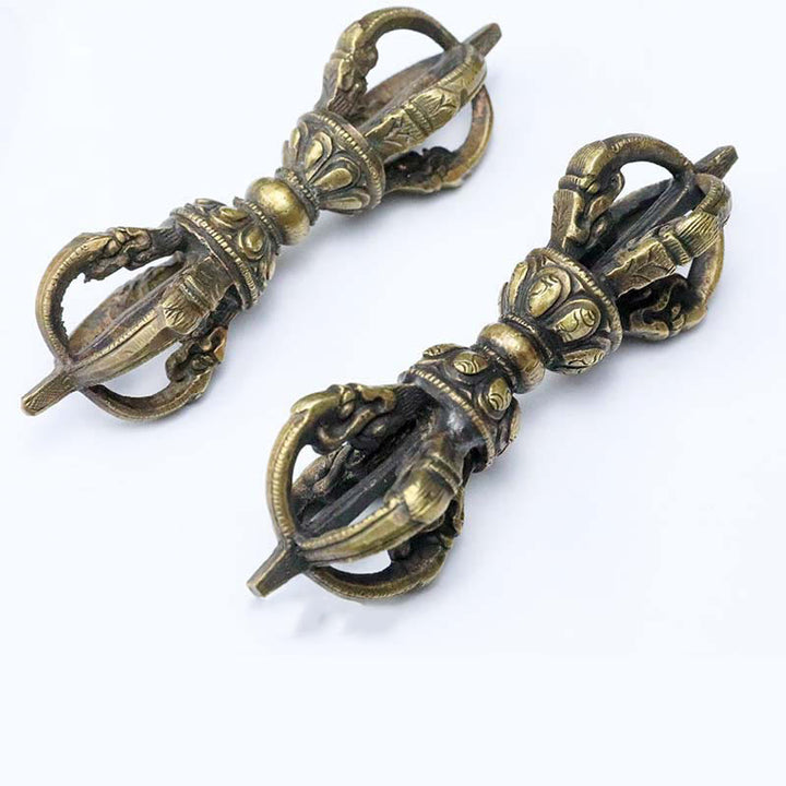 Buddha Stones Handmade Nepal Five Prong Three Prong Vajra Dorje Strength Copper Decoration - image 10