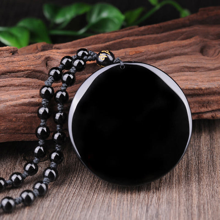 Buddha Stones Bagua Dragon Phoenix Obsidian Fulfilment Pendant Necklace - image 11