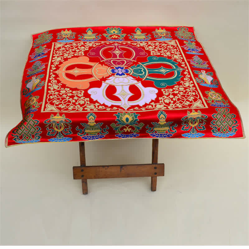 Flower Endless Knot Prayer Altar Mat Healing Meditation 8 Auspicious Symbols Mat Table Runner - image 7