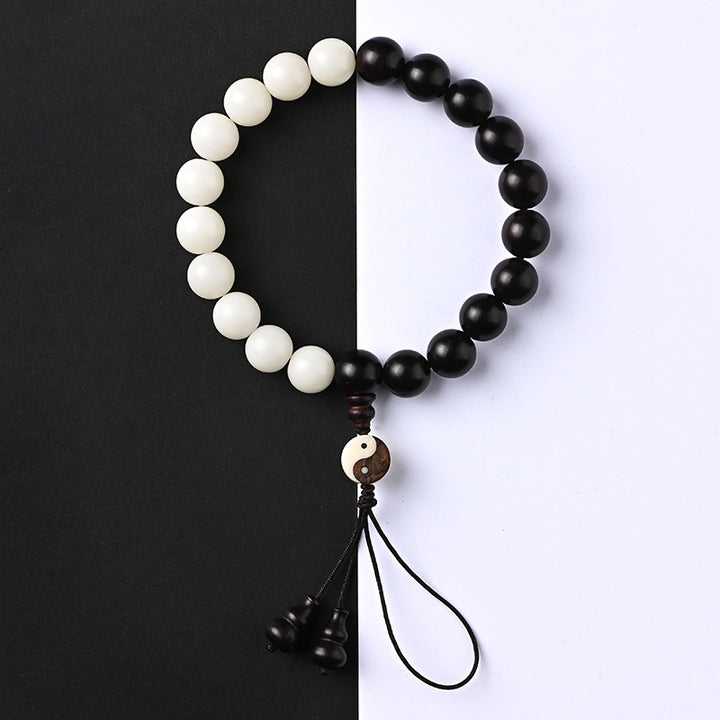 Buddha Stones Ebony YinYang Protection Bracelet Decoration - 12mm - image 0