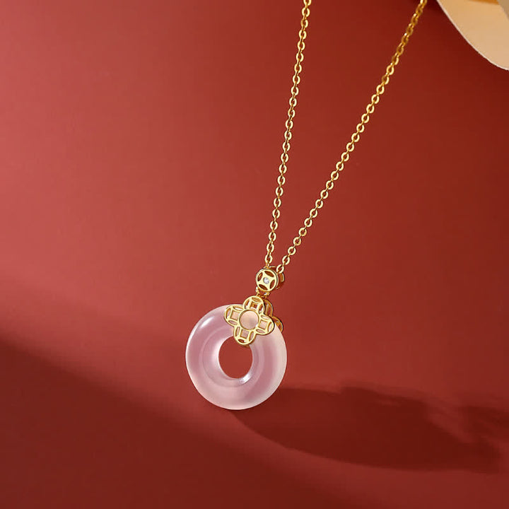 Buddha Stones 925 Sterling Silver Chalcedony Coin Peace Buckle Positive Necklace Pendant - image 3