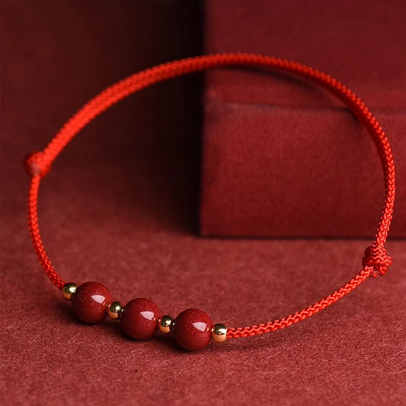 Buddha Stones Natural Lucky Cinnabar Bead Blessing String Bracelet Anklet - image 10