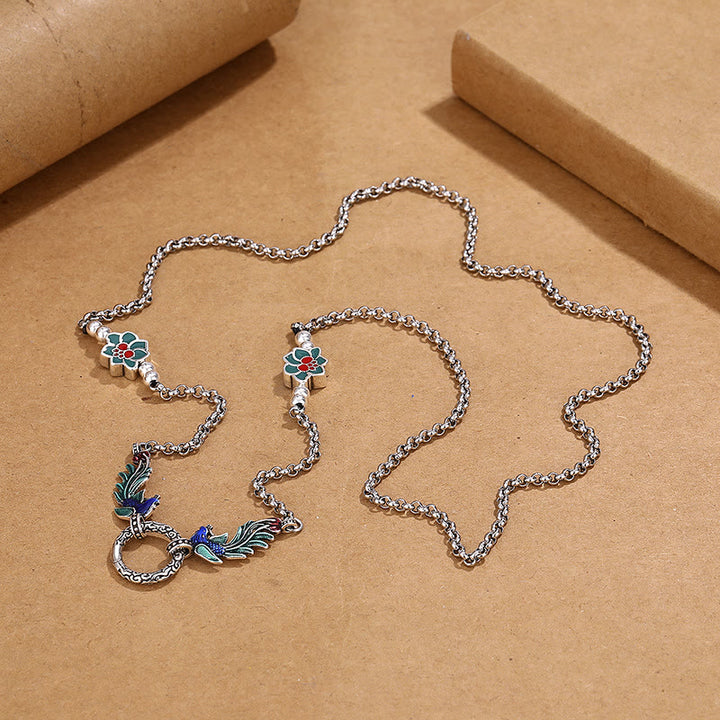 Buddha Stones Phoenix Lotus Flower Luck Protection Necklace Pendant - image 2