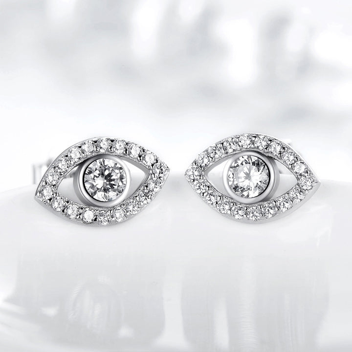 Buddha Stones 925 Sterling Silver Evil Eye Symbol Protection Stud Earrings - image 1