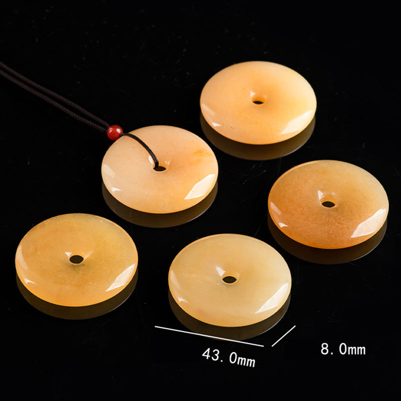 Buddha Stones Round Golden Silk Jade Peace Buckle Wealth Pendant Necklace - image 8