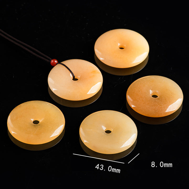 Buddha Stones Round Golden Silk Jade Peace Buckle Wealth Pendant Necklace - image 8