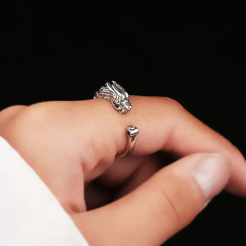 Buddha Stones Vintage Dragon Design Success Strength Adjustable Ring - image 5