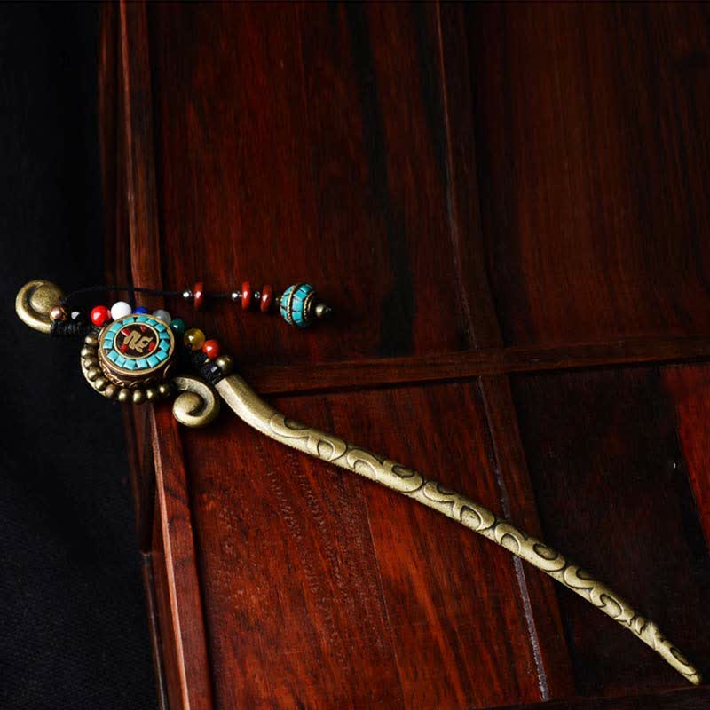Tibetan Turquoise Agate Protection Hairpin Decorations - image 3