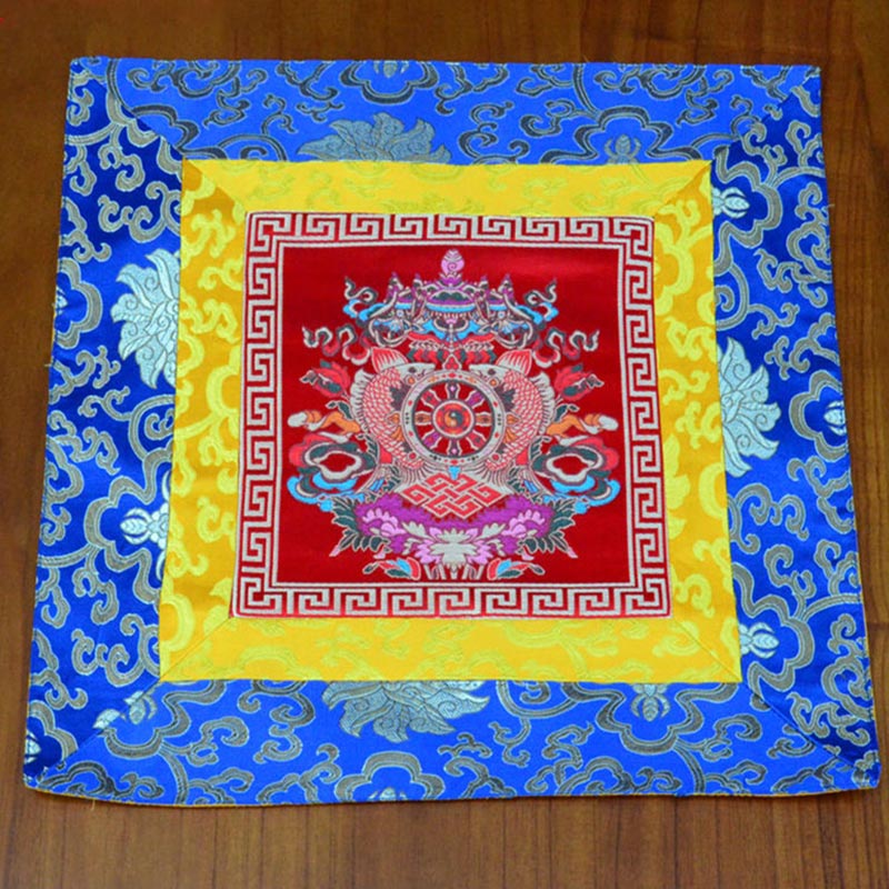 Prayer Altar Mat Meditation Strength Endless Knot Vajra Man-Bcu Kalachakra Auspicious Symbols - 8 Auspicious Symbols - Red - image 10