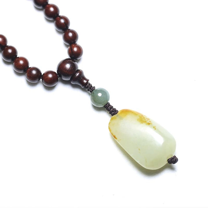 Buddha Stones Tibetan Small Leaf Red Sandalwood Jade Mala Meditation Bracelet - image 2