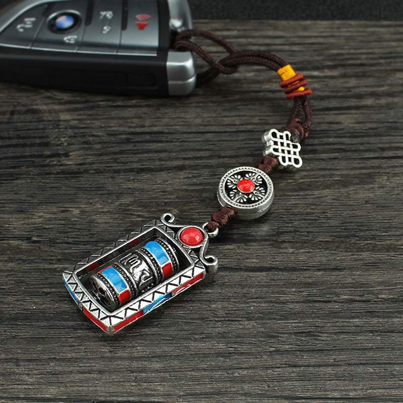 Buddha Stones Six True Words Prayer Wheel Rotation Knot Blessing Keychain Decoration - image 13
