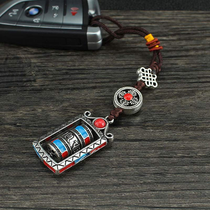 Buddha Stones Six True Words Prayer Wheel Rotation Knot Blessing Keychain Decoration - image 13