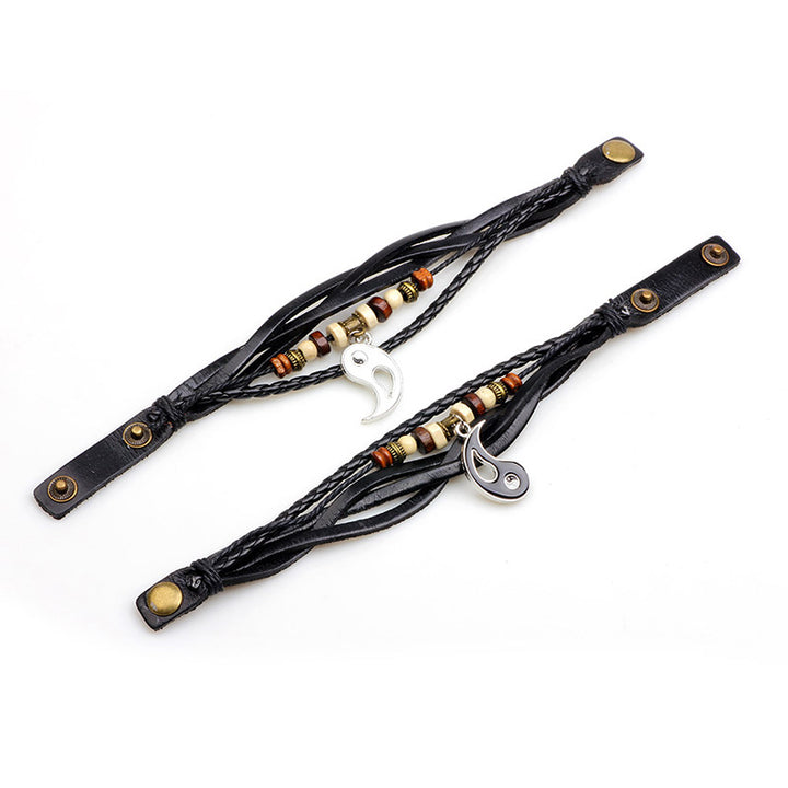 Buddha Stones Yin Yang Pendant Couple Balance Bracelet - image 8