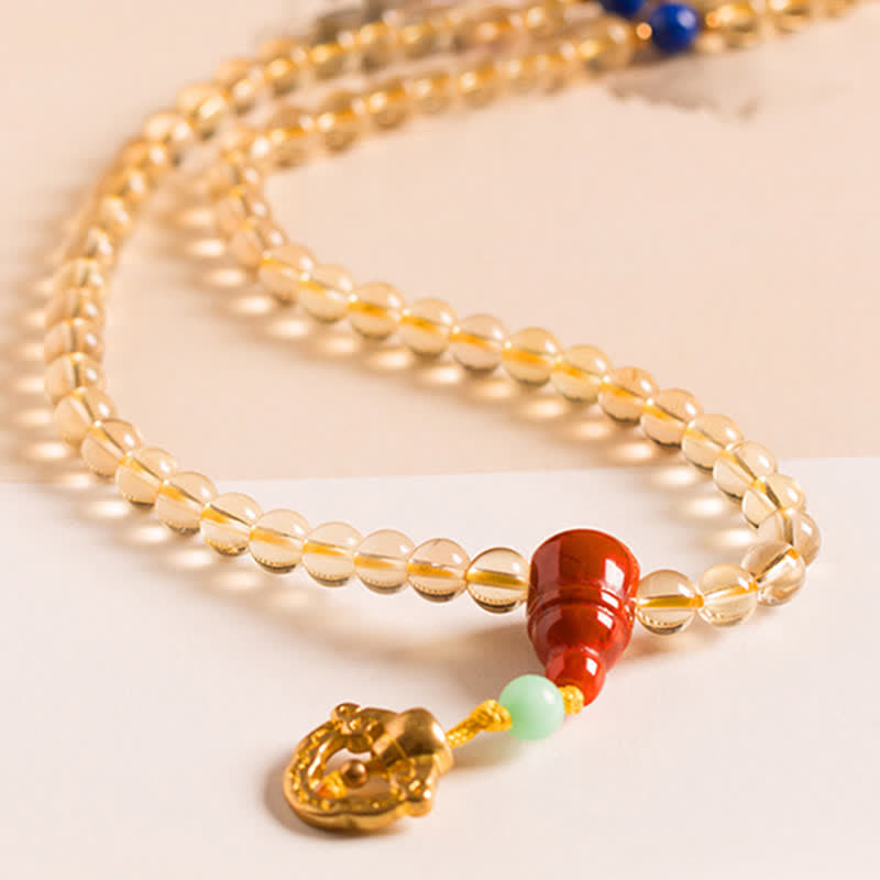 925 Sterling Silver 108 Mala Beads Natural Citrine Red Agate Amber Pleasure Charm Bracelet - image 9
