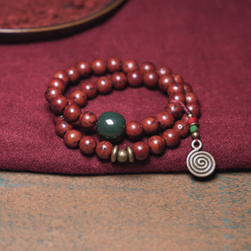 Buddha Stones Bodhi Seed Cyan Jade Copper Peace Luck Bracelet - image 6