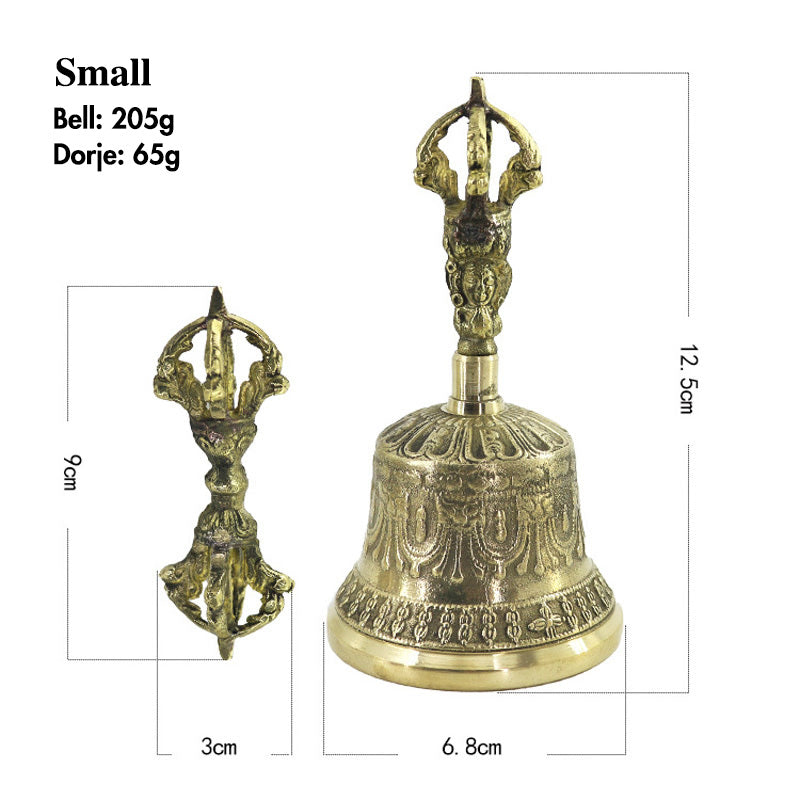 Buddha Stones Tibetan Meditation Bell and Vajra Dorje Copper Balance Handmade Decoration Set - Small - image 2