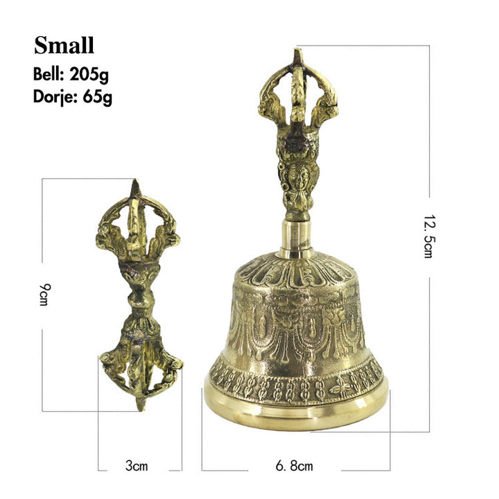 Buddha Stones Tibetan Meditation Bell and Vajra Dorje Copper Balance Handmade Decoration Set - Small - image 2